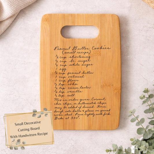 Custom Recipe Cutting Board Family Handwriting Keepsake Personalized Kitchen Gift Wooden Cooking Surface Engraved Handwritten Recipe Memorial Grandmother Cooking Legacy Traditional Family Recipe Preservation Sentimental Kitchen Decor