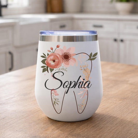 Dental Gift Mug Personalized Tooth Design Tumbler Custom Name Feature Professional Present Dentist Hygienist Assistant Gift Graduation Celebration Achievement Recognition Ceramic Stainless Steel Options Daily Beverage Container Office
