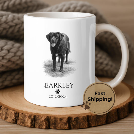 Custom Dog Mug Hand Drawn Pet Portrait Personalized Coffee Cup Unique Canine Artwork Memorial Keepsake Special Dog Lover Gift Premium Ceramic Material Thoughtful Pet Remembrance Present Perfect Birthday Gift Holiday Present Sentimental Pet