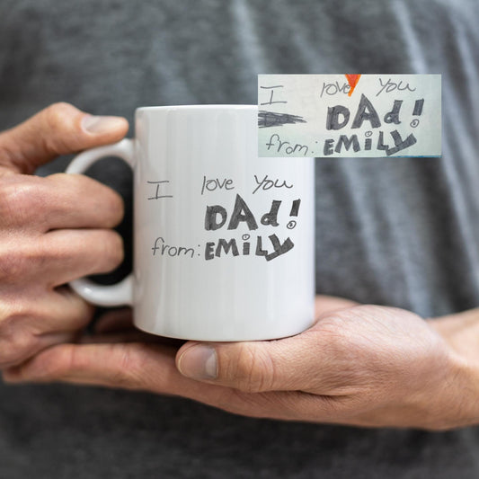 Handwriting Memorial Mug Personalized Signature Keepsake Custom Handwritten Message Preserved Forever Cherished Memory Gift Special Remembrance Present Loved One Tribute Daily Use Reminder Sentimental Coffee Cup Meaningful Morning Ritual